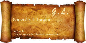 Garzsik Liander névjegykártya